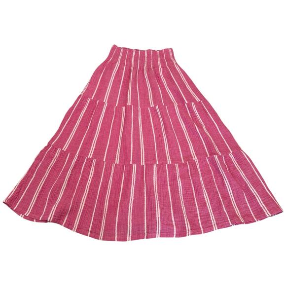 Marine Layer Corinne Double Cloth Maxi Skirt Fuchsia Stripe Pink - Size Small - Picture 1 of 10